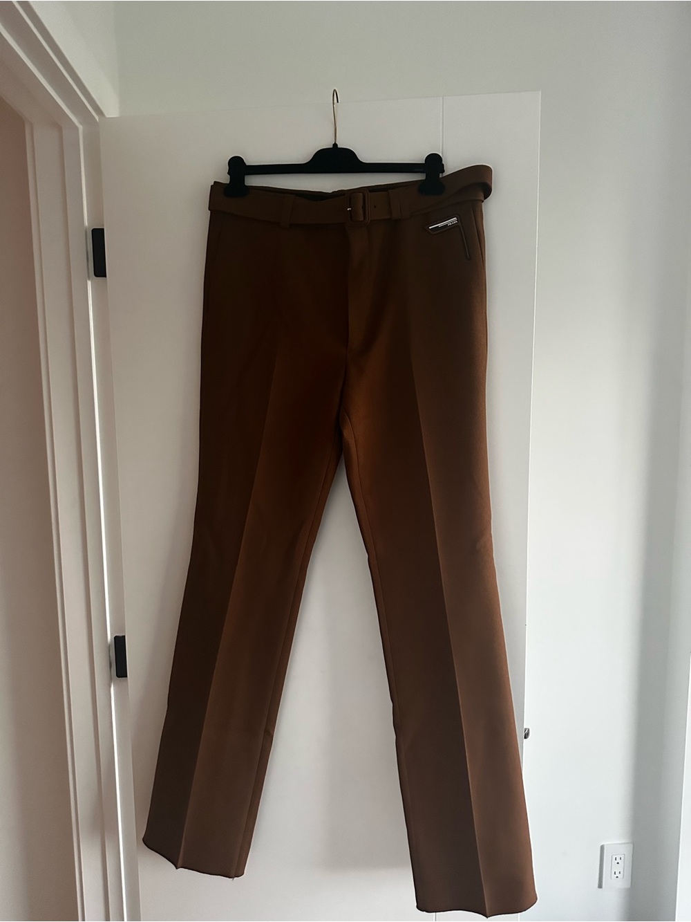 Prada Men's Brown Dress Trousers with Belt- Runway